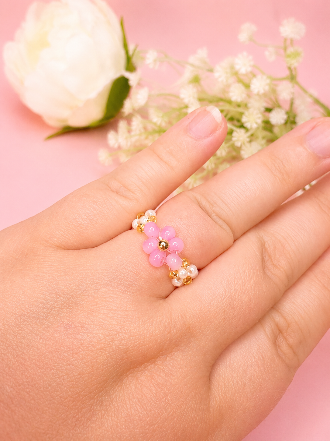 Pink Blooming Ring Gold