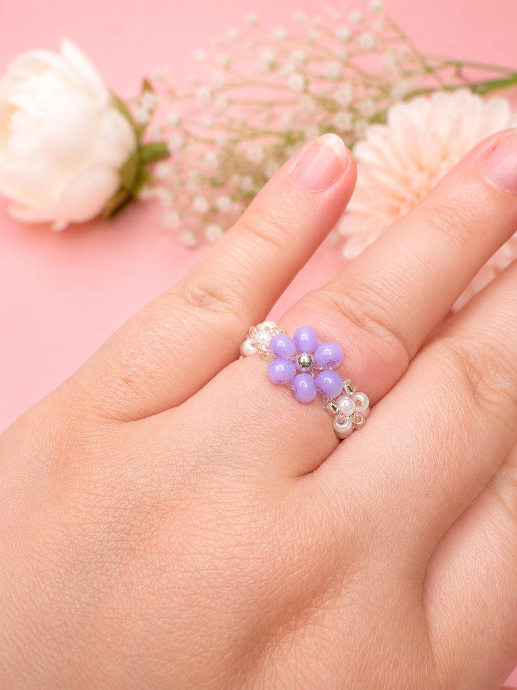 Lvender Blooming Ring Silber