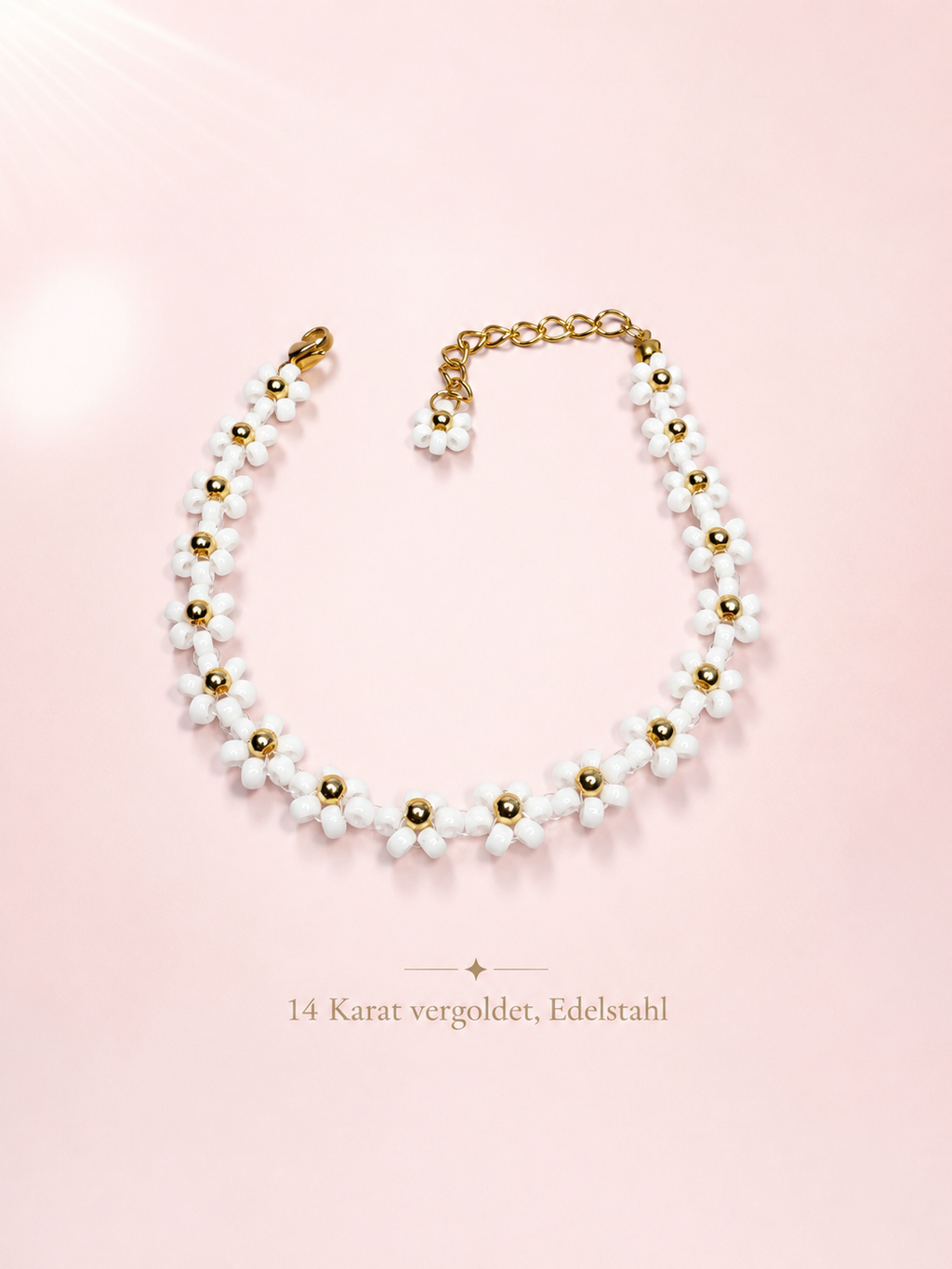 Blumenarmband Weiß-Gold