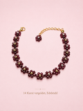 Blumenarmband dunkel Rot-Gold