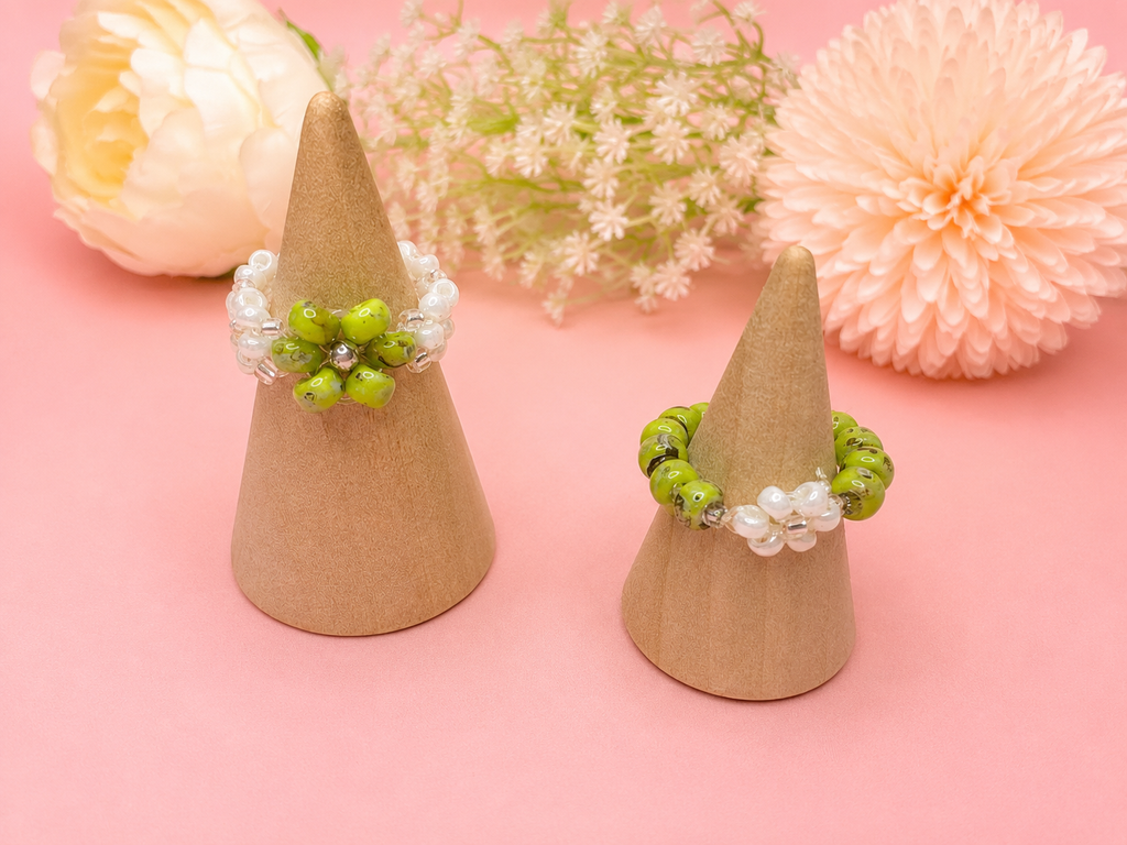 Lime Blooming Ring Silber