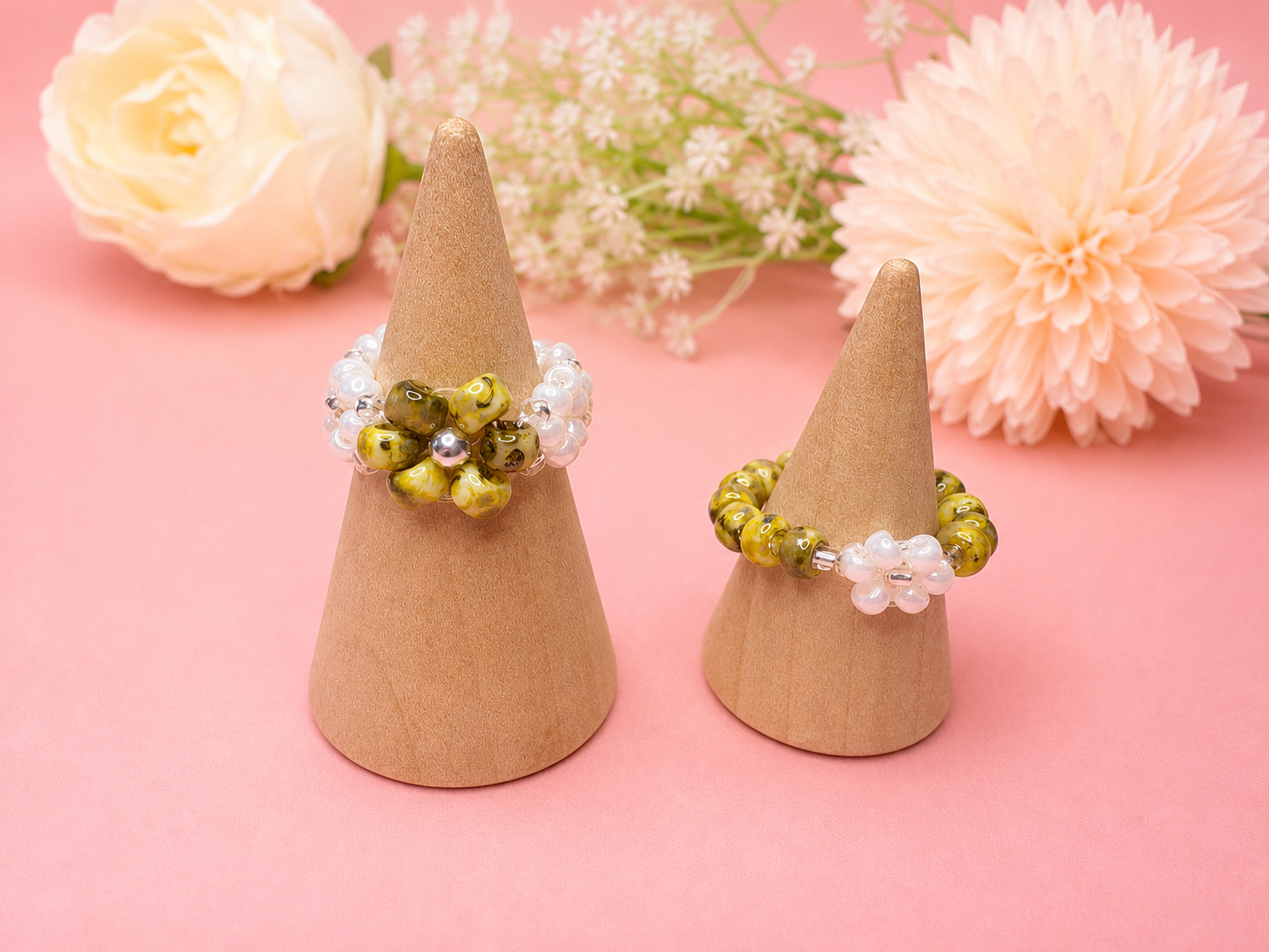 Olive Blooming Ring Silber