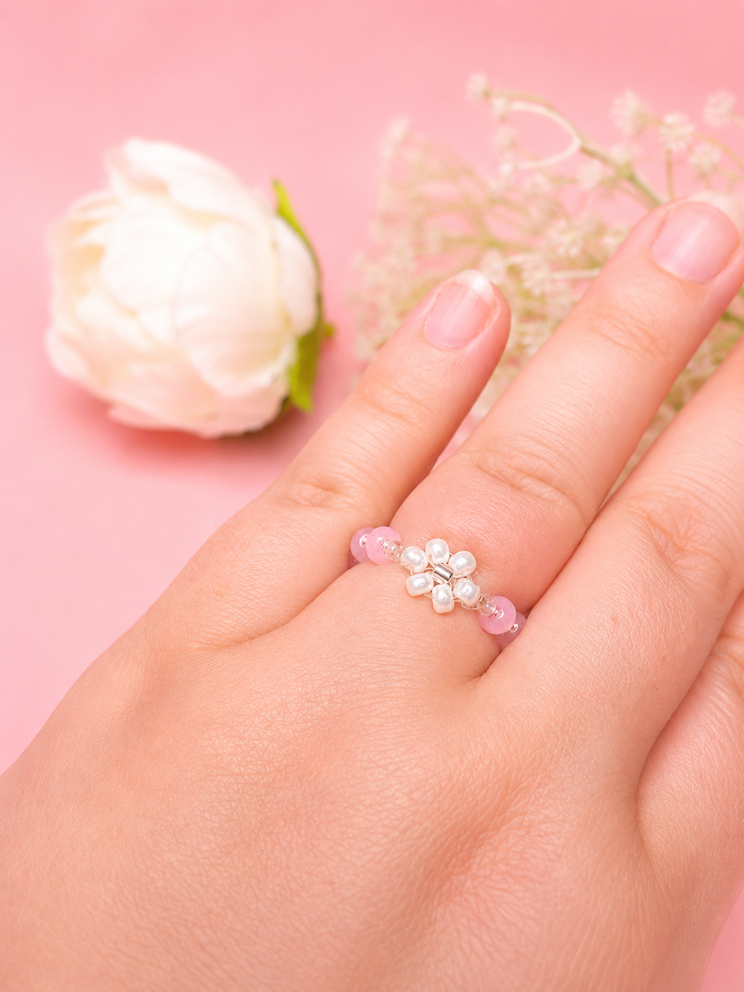 Rosé Blooming Ring Silber