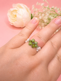Lime Blooming Ring Silber