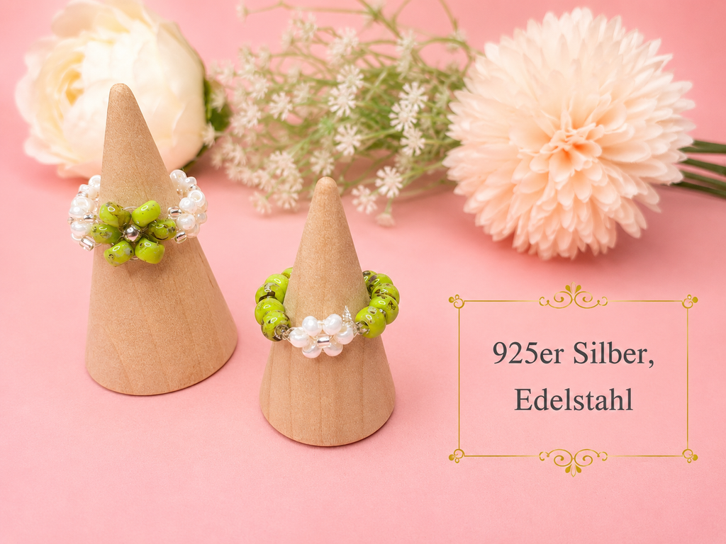 Lime Blooming Ring Silber