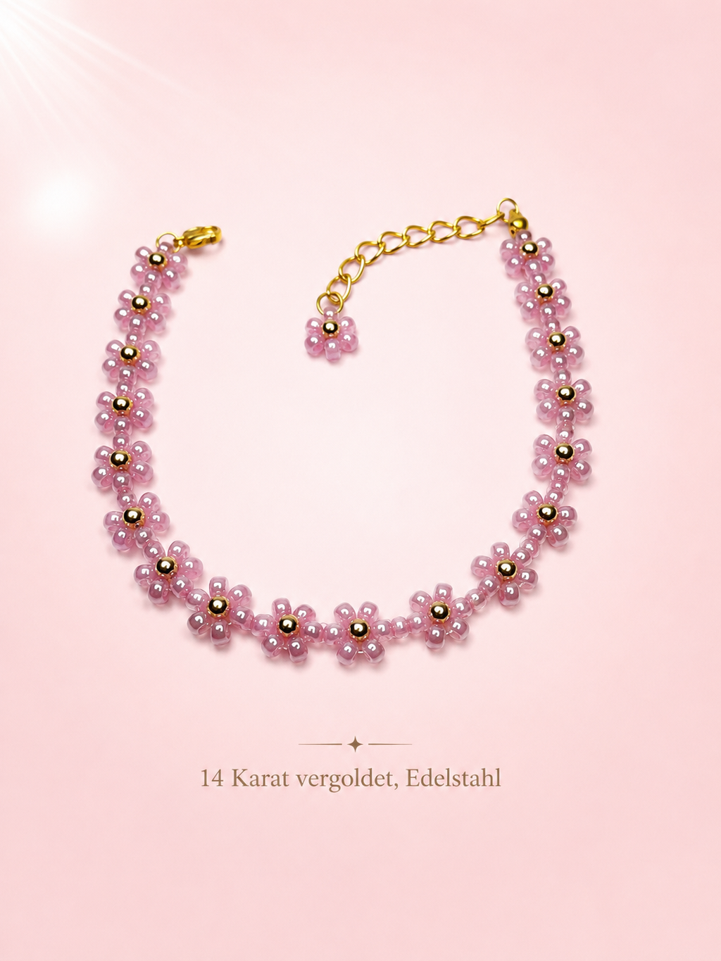 Blumenarmband Rosa-Gold