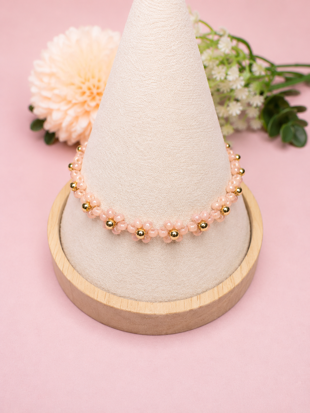 Blumenarmband Peach-Gold