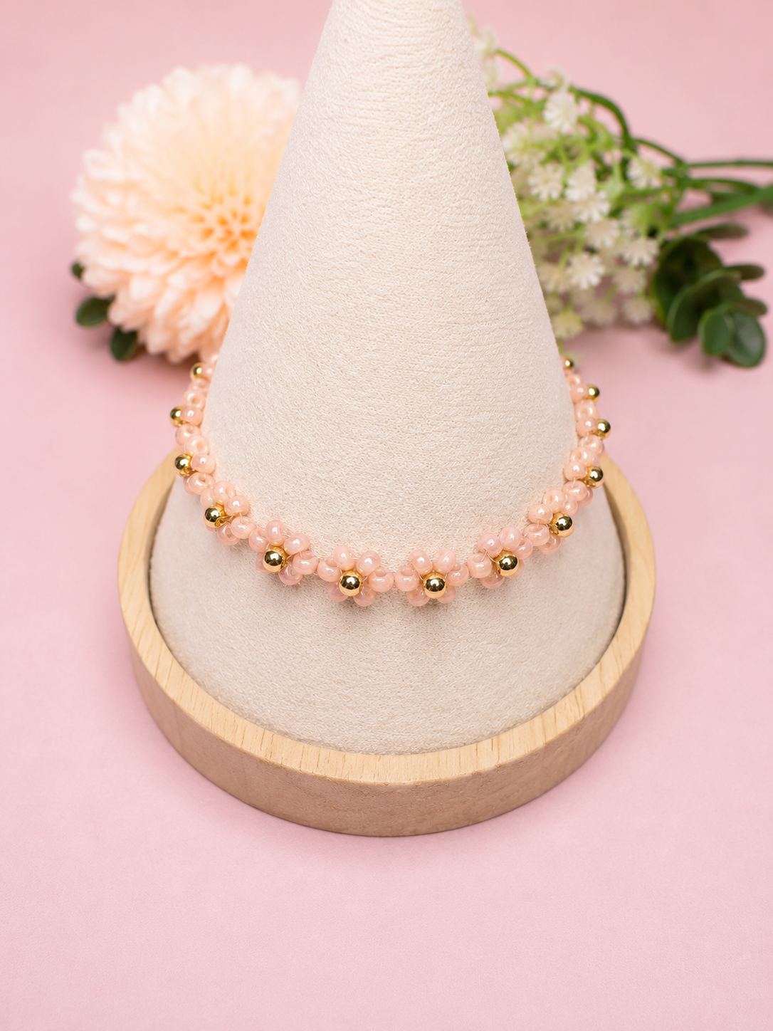 Blumenarmband Peach-Gold