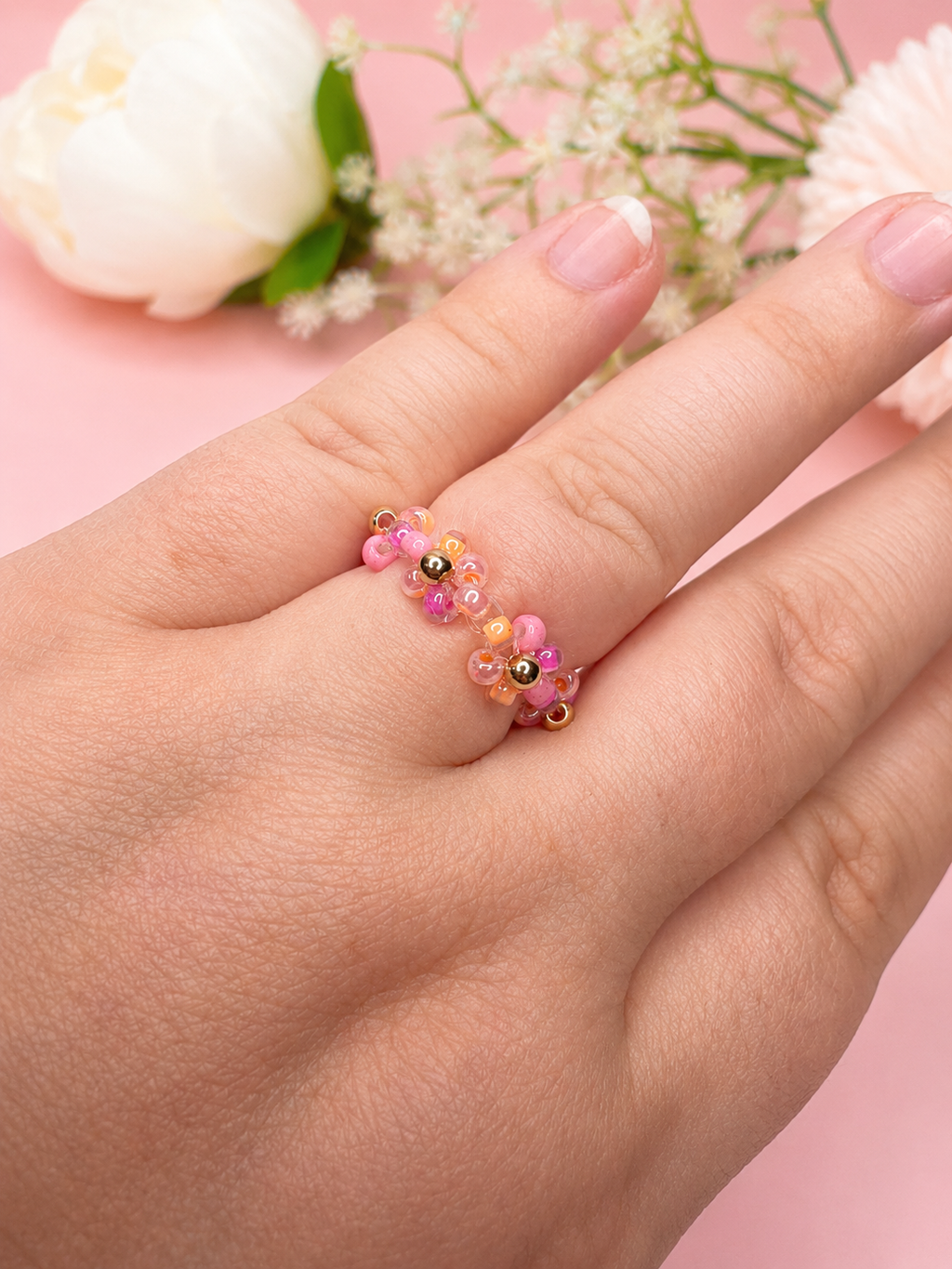Blütenring Pink-Orange Blossom Gold