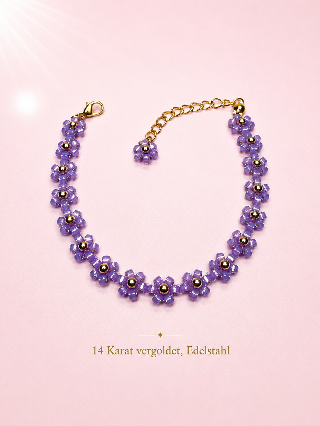 Blumenarmband Lila-Gold