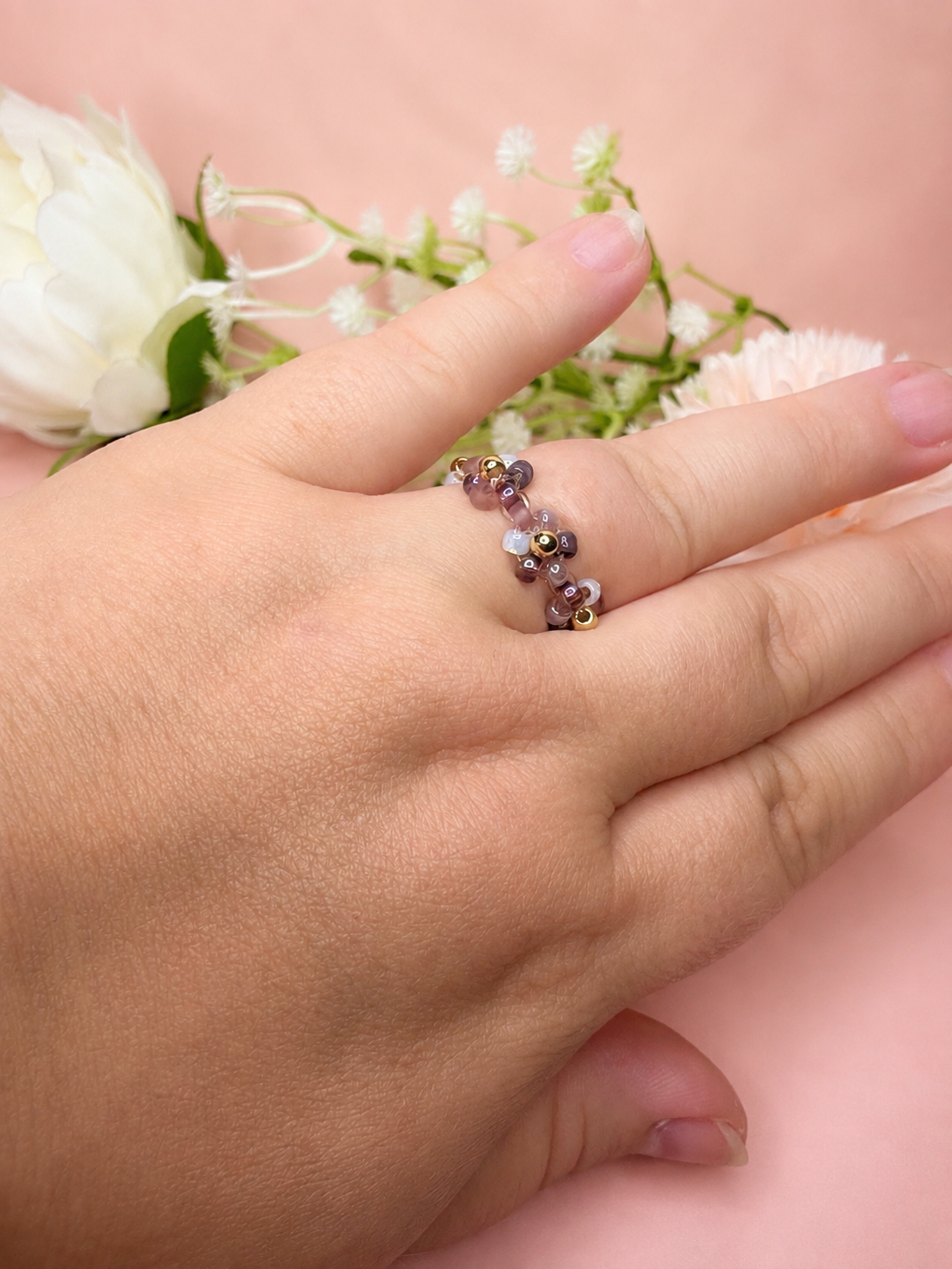 Blütenring Amethyst Blossom Gold