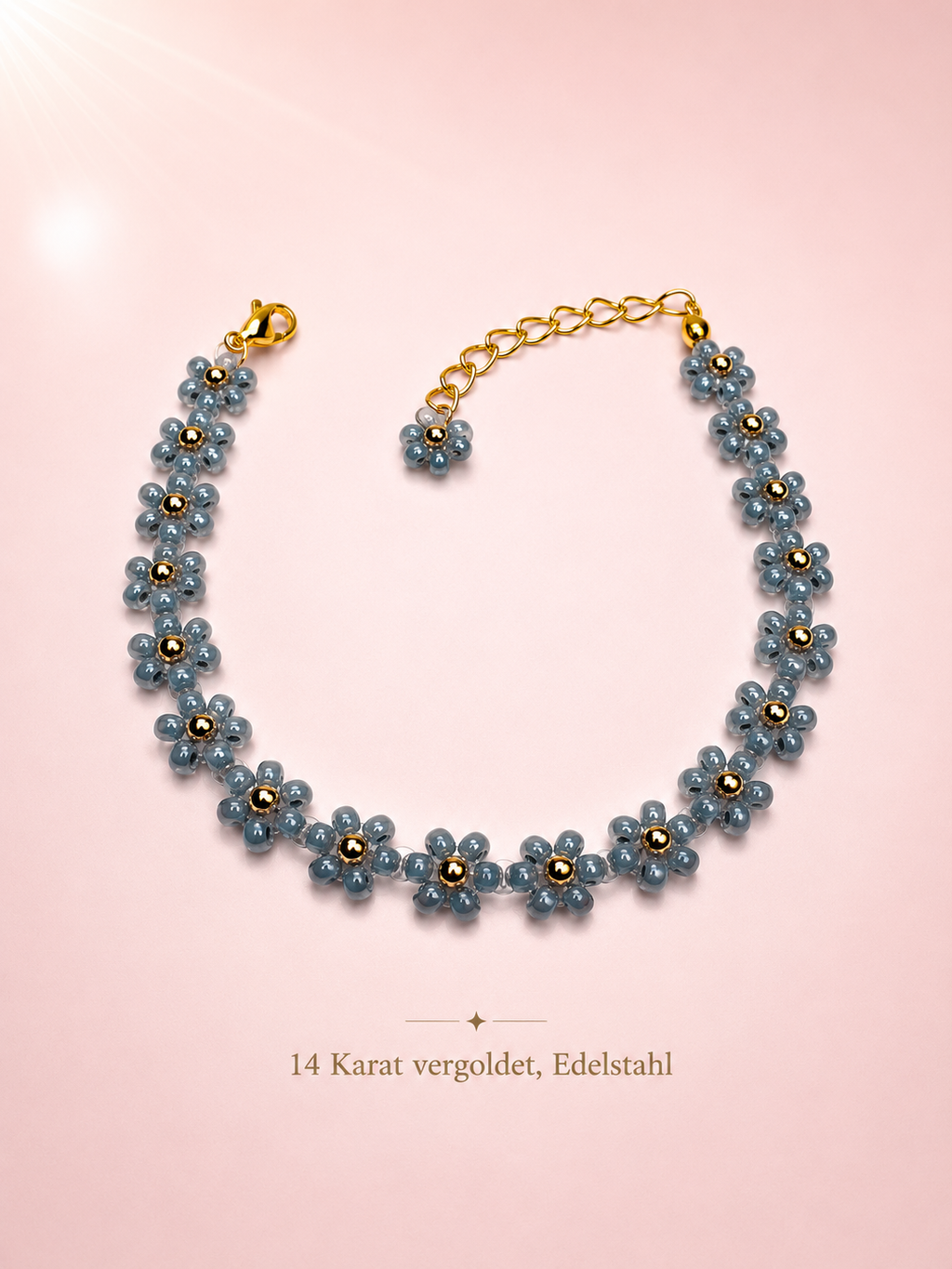 Blumenarmband Blau-Gold