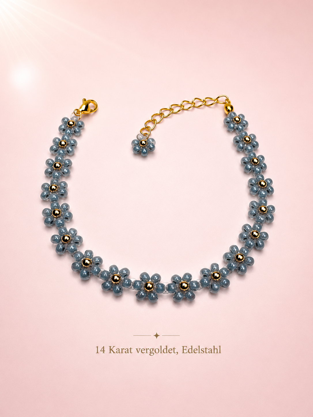 Blumenarmband Blau-Gold