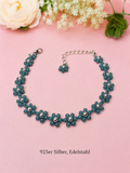 Blumenarmband Blau-Silber