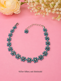 Blumenarmband Metallic Blau-Silber