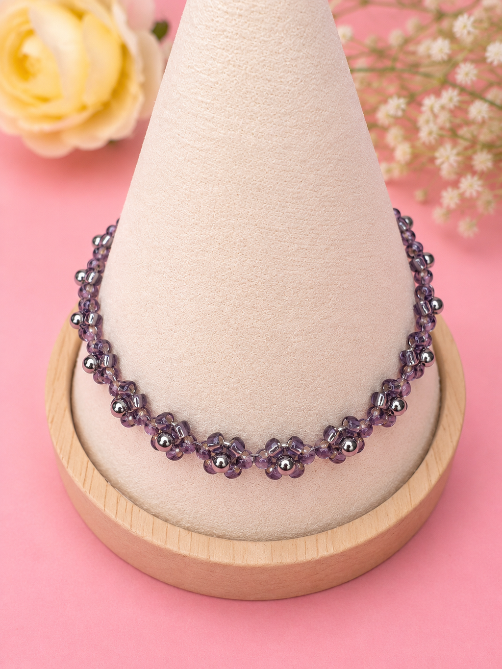 Blumenarmband Amethyst-Silber